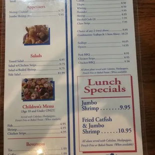 Lunch menu