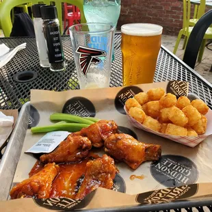 Asian Ginger wings and Tater Tots