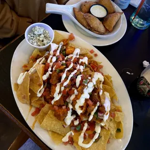 Buffalo Chicken Nachos &amp; Buffalo Chicken Empanadas