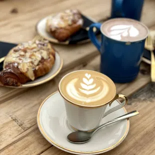 Cappuccino with almond croissant.