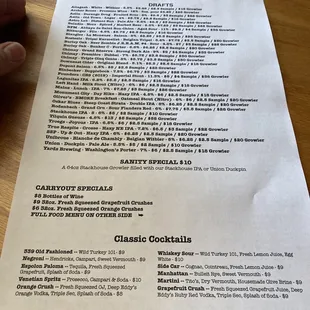 menu