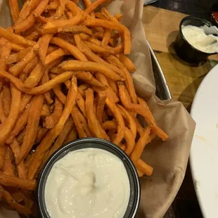 Sweet potato fries with garlic aioli