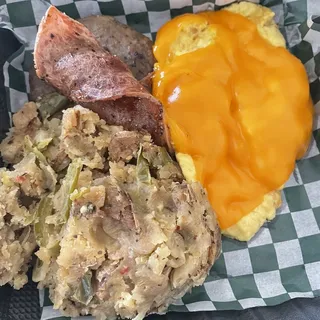Scrambled Egg Platter w/Sausage, Bacon & Homefries