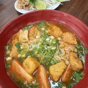 Bun rieu cua (ordered without pork hock, pork ribs or pork blood cubes)