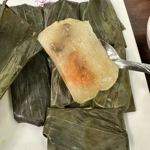 Banh loc la - glutinous rice patty with shrimp and pork