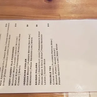 JUST kidding you with the cocktail menu, none were available on my visit because they don't have the ingredients