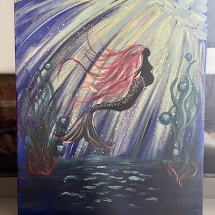 Pregnant mermaid in honor of my first grandchild. This was done around the time of the Tucson mermaid parade a couple years ago.