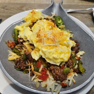 Chorizo skillet with hashbrowns.