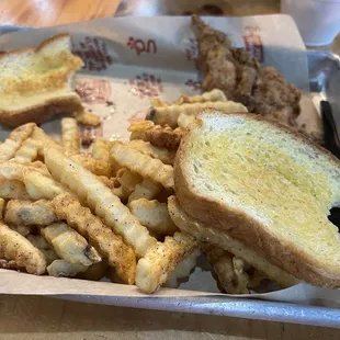 Fries, toast, and tenders