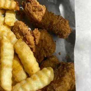 Yum, strips and fries!