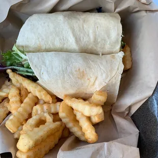 Chicken wrap &amp; fries