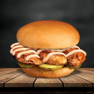 a chicken sandwich on a bun