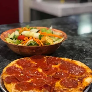 Our lunch special! 8" Classic Pizza &amp; House salad for $7.95!