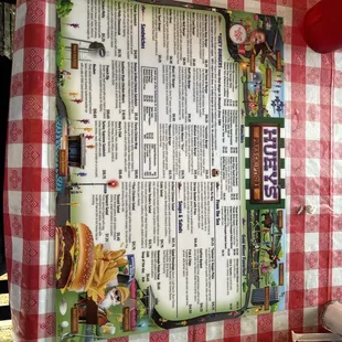 Front of menu