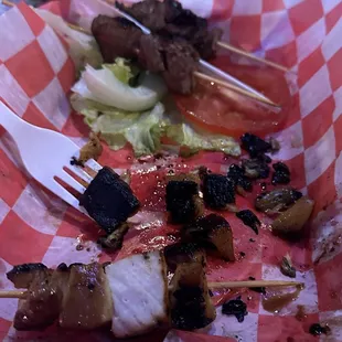 Steak Stick Dinner , Grilled Chicken &amp; Pineapple Kabob DinnerGrilled