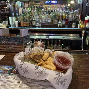a basket of food on a table