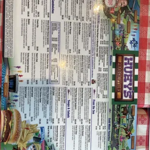 the menu for the restaurant