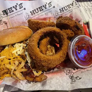 Salad ... not quite! Blues 57 Burger with onion rings