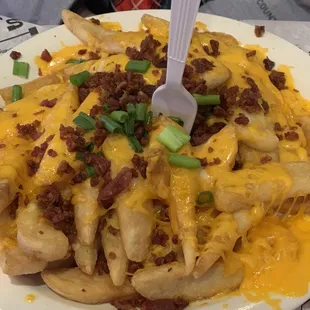 CHEESE FRIES WITH BACON &amp; SCALLIONS