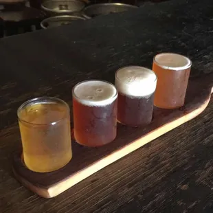 From left - right Huffmeister, Huff&apos;s Original, Oaked IPA, Orange Blossom Saison