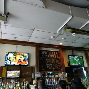 the bar and televisions