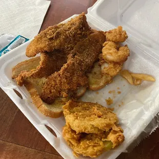 Oops. Tore in to it before I remembered to take a pic.  Imagine a pile of fries in that hole.  Seaside Platter