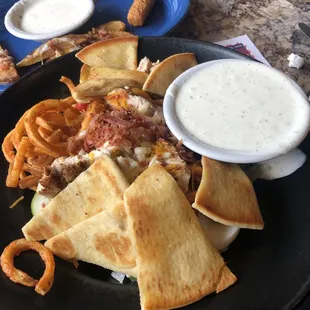 Grilled chicken salad with weird pita bread croutons
