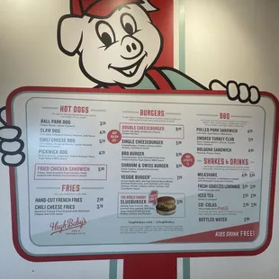 a menu for a fast food restaurant