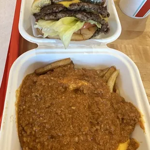 Double Cheeseburger w/ Chili Cheese Fries