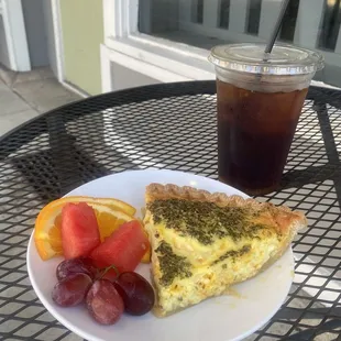 Quiche and iced coffee!
