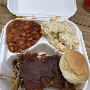 Pork Rib Plate $12.99 (1/5) really dry, potato salad was good