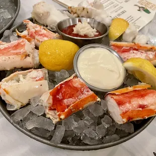 crab legs on ice