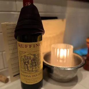 a bottle of rufffino