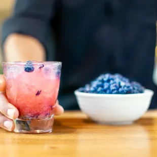 Our delightful fresh-muddled blueberry margarita