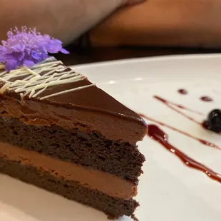 Chocolate-quinoa cake. Because chocolate. And edible flowers.