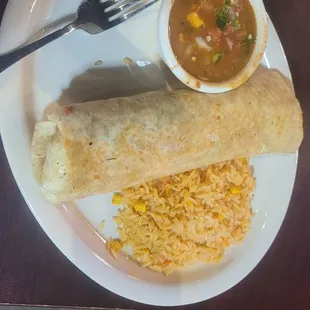 Carne Asada burrito dinner