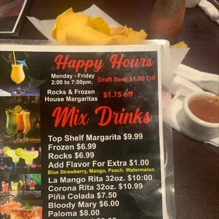Drink menu