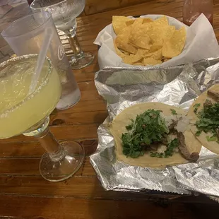 Street tacos and margaritas