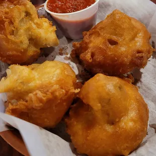 Huge deep fried mushrooms