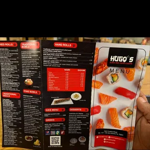 a menu for a sushi restaurant