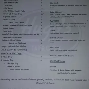New menu