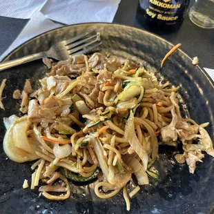 Chicken, cabbage, onions, jalapeños noodles