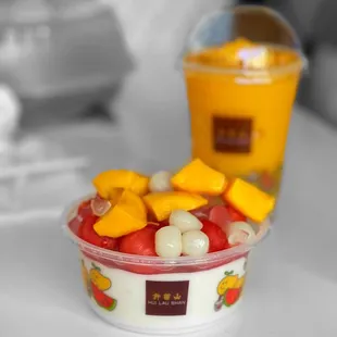 Watermelon and mango coconut pudding @whaevaeats