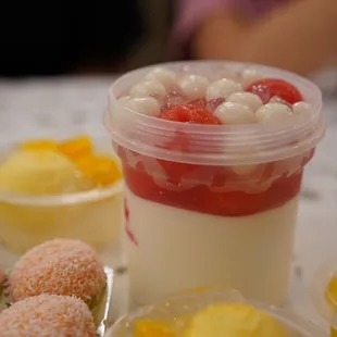 Balled Watermelon with Mango Chewy Balls on Top of Coconut Jelly