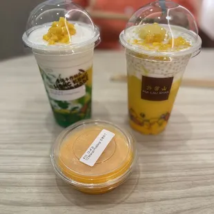 Pomelo &amp; Mango with Sago,Mango &amp; Coconut Juice with Aloe Jelly and Mango Pudding