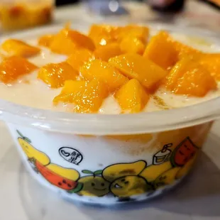 a bowl of fruit and yogurt
