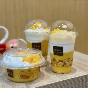 Mango coconut noodle, mango pomelo sago, mango coconut