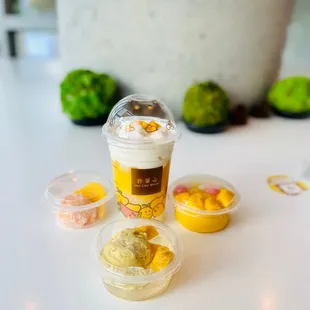 Mango Chewy Ball Coconut Jelly, 901. Mango Mochi, M5. Melon &amp; Pomelo with Sago