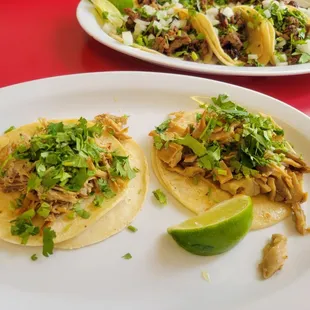 Carnitas (l) and Buche, stomach, tacos (r). $2.99ea.