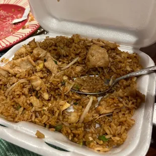Chicken fried rice - edible but rice is overcooked